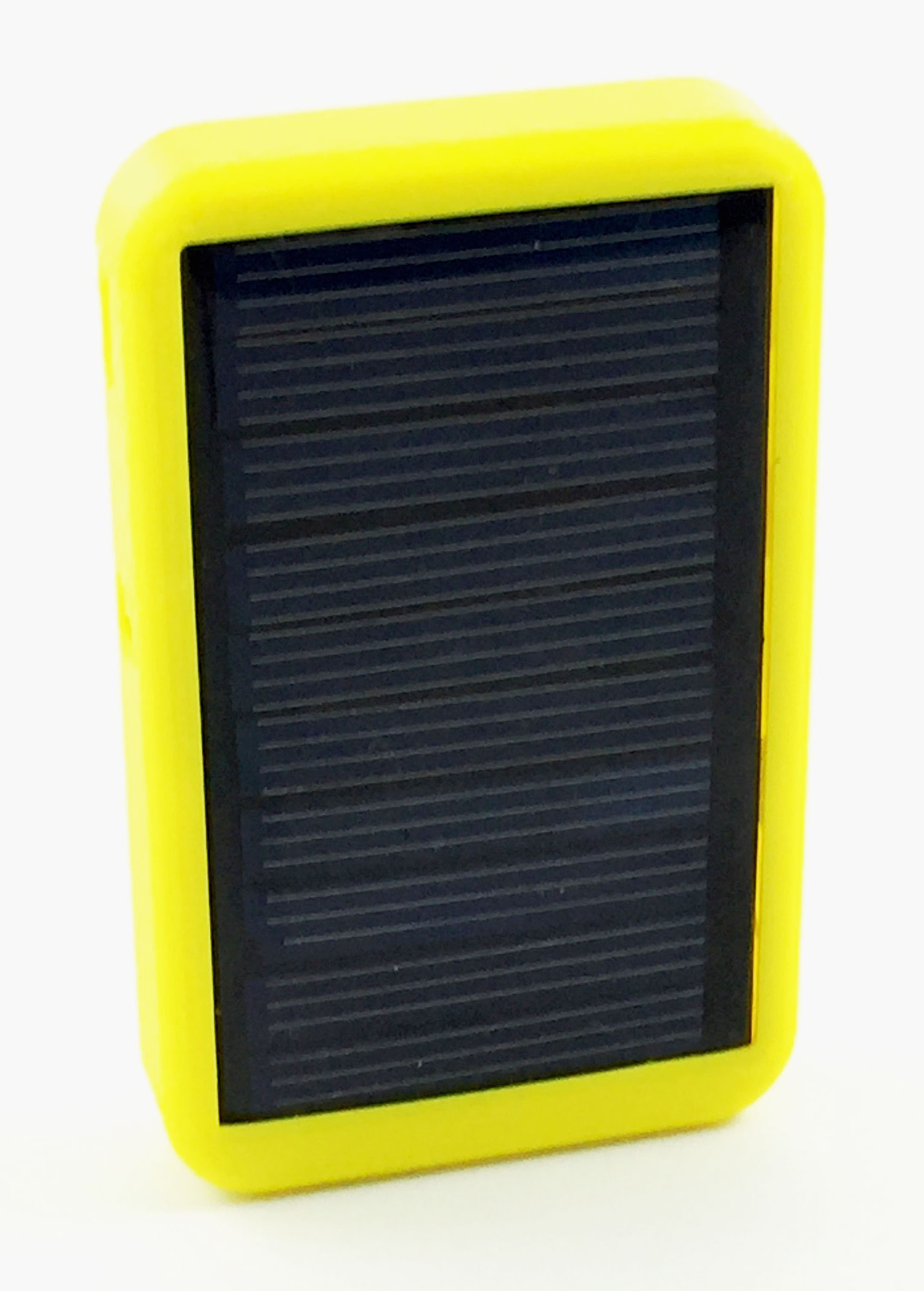SeedPlayer personal solar player, yellow back, showing solar panel